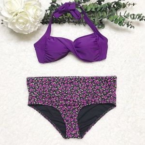 Baku George Purple Floral High Waist Bikini